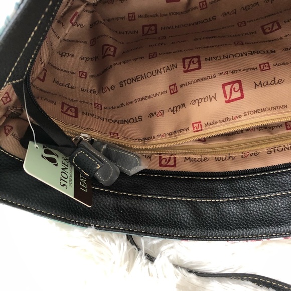 🆕NWT GORGEOUS LEATHER TOTE WITH FLORAL DESIGN - Picture 6 of 8